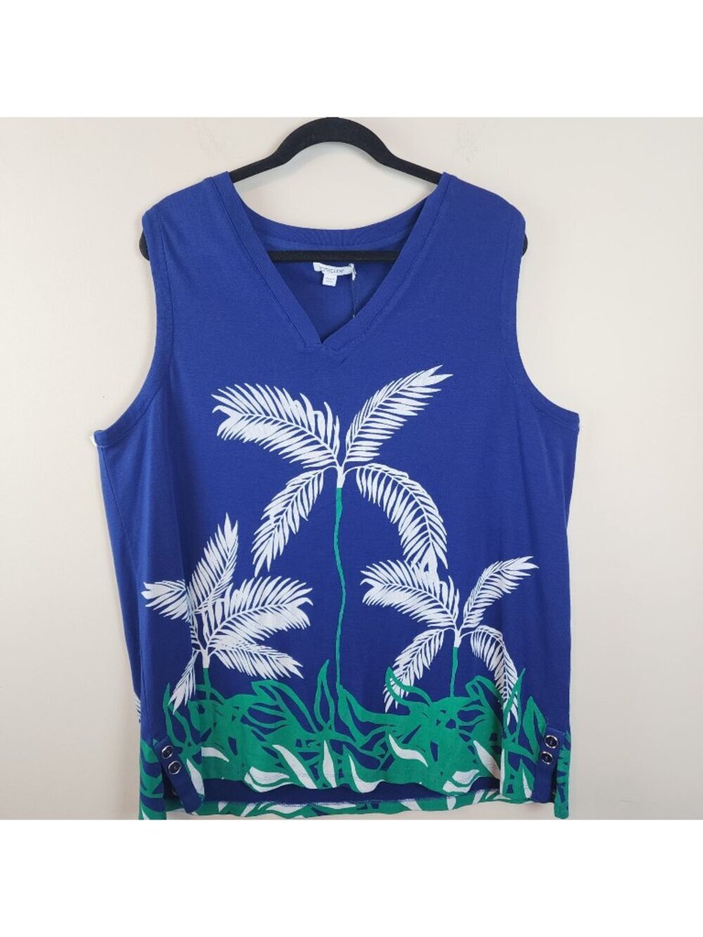 Chico's Azores Palm Sleeveless V-Neck Tank sz 4 / XXL women New